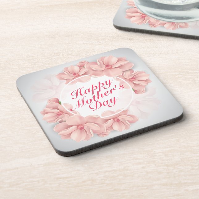 Posavasos Elegante Happy Mother's Day Floral Frame Coaster (Lado Izquierdo)