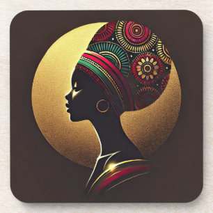 Posavasos Elegante Ilustracion de retrato de mujer africana