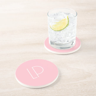 Posavasos Elegante inicial moderna minimalista en rosa paste