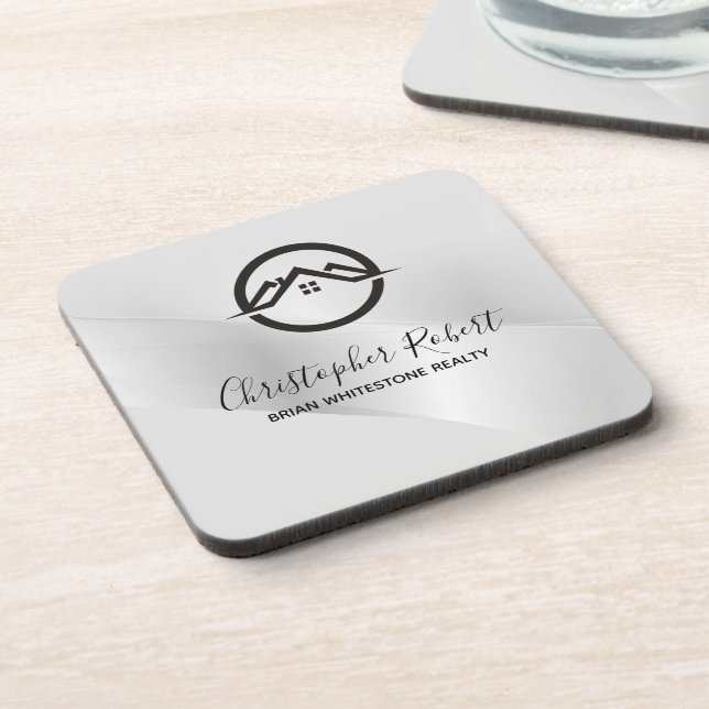 Posavasos Elegante Inmobiliaria Plata (Lado Izquierdo)