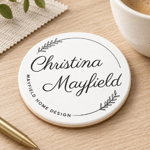 Posavasos Elegante Laurel deja un nombre personalizado de ne