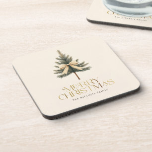 Posavasos Elegante lazo de pino de Navidad Familia