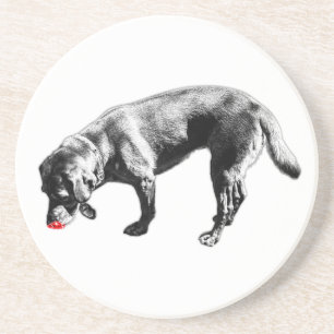 Posavasos Elegante lengua roja Labrador Sniffing Tinta Art