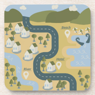 Posavasos Elegante mapa de viajes de vacaciones de personali