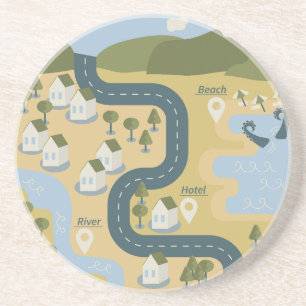 Posavasos Elegante mapa de viajes de vacaciones de personali