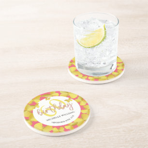 Posavasos Elegante Mariposa Dorada con Caligrafía Brillante