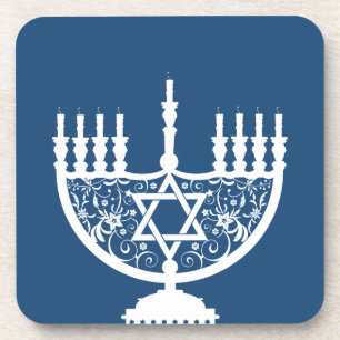 Posavasos Elegante Menorá de Hanukkah con Estrella de David