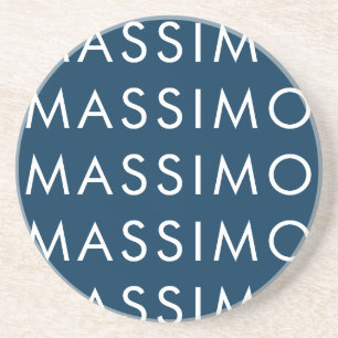 Posavasos Elegante Minimalista Moderno Nombre Azul Prusiano
