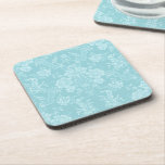 Posavasos Elegante Moda romántica floral Damasco-Mint<br><div class="desc">Elegante diseño adamascado floral de inspiración vintage con flores de menta pastel monocromáticas de moda,  rollitos de hojas y bolsitas de delicadas cintas de encaje. Este patrón es fluido y puede ampliarse o reducirse.</div>