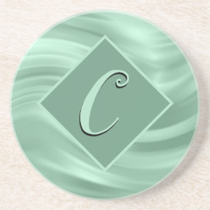 Posavasos Elegante Moda Verde azulado Swirl Monograma Inicia