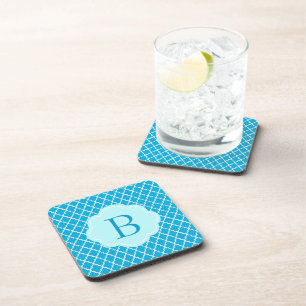 Posavasos Elegante, moderno y brillante quatrefoil azul acuá