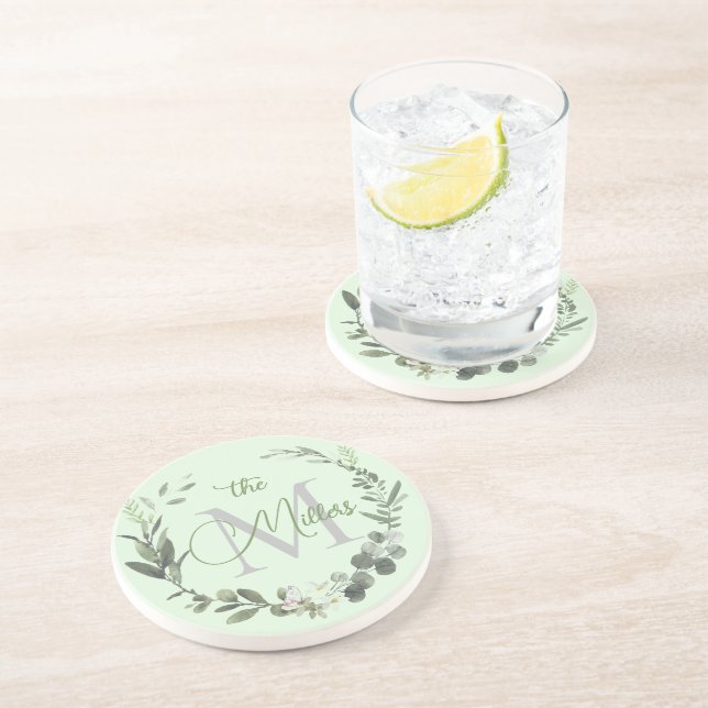 Posavasos Elegante Monograma Acuarela Nombre de Familia Botá (Lado)