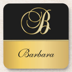 Posavasos Elegante Monograma "B" Nombre personalizado Oro ne