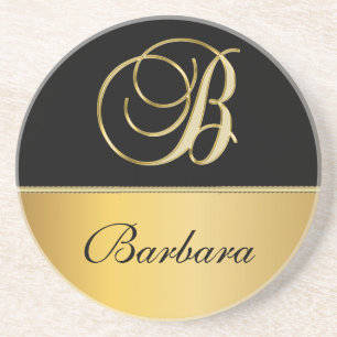 Posavasos Elegante Monograma "B" Nombre personalizado Oro ne