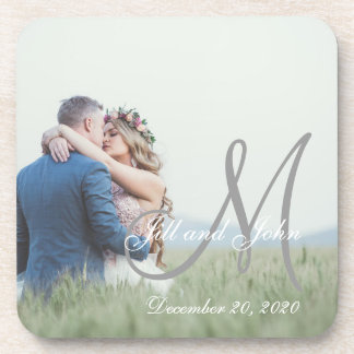Posavasos Elegante Monograma Boda de fotografía inicial