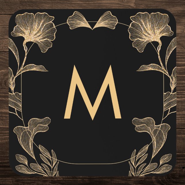 Posavasos Elegante Monograma Botánico (Subido por el creador)
