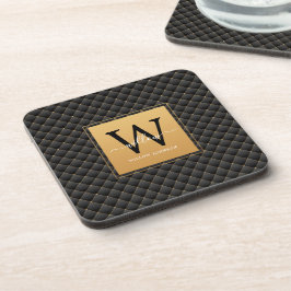 Posavasos Elegante Monograma de Oro Negro Guión Inicial Mode