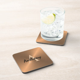 Posavasos Elegante Monograma metálico de bronce dorado perso