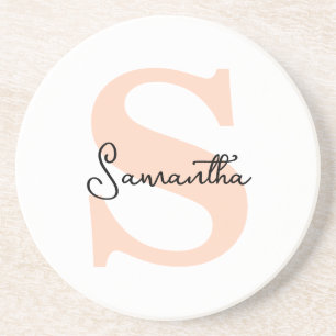 Posavasos Elegante Monograma Rosa Personalizado Moderno Inic