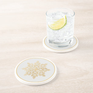 Posavasos Elegante montaña de piedra de copo de nieve de oro