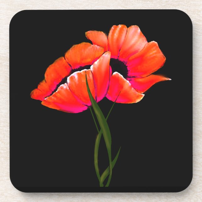 Posavasos Elegante Naranja Poppies Coaster (Frente)