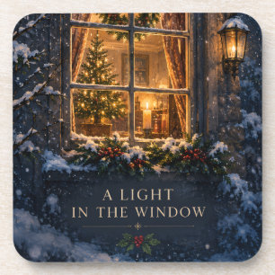 Posavasos Elegante Navidad, Luz Acogedora en la Ventana de I