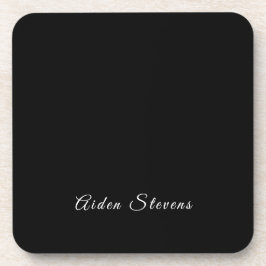 Posavasos Elegante nombre de adición Minimalista negro y bla