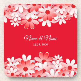 Posavasos Elegante nombre floral rojo blanco