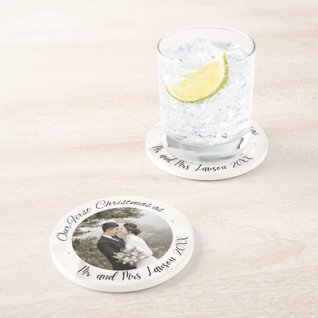 Posavasos Elegante nuestra primera montaña de fotos de boda  (Lado)