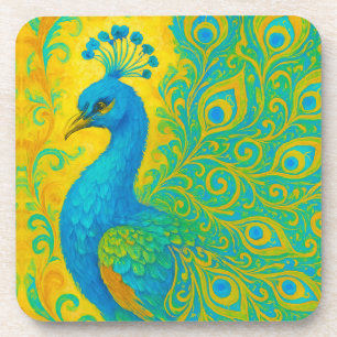 Posavasos Elegante pájaro turquesa de pavo real
