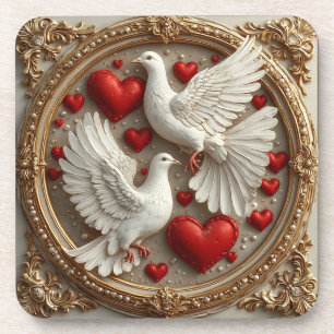 Posavasos Elegante Pareja de Palomas que Simbolizan el Amor 