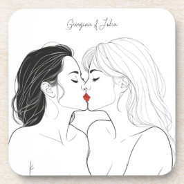 Posavasos Elegante pareja lesbiana personalizada