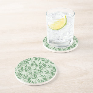 Posavasos Elegante patrón de salvia y hoja de olivo