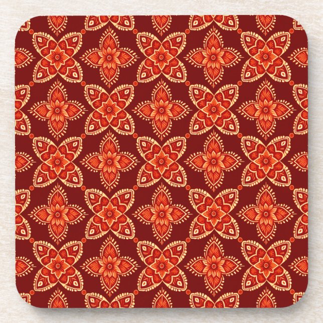 Posavasos Elegante patrón floral de Boho - Conjunto de 6 (Frente)