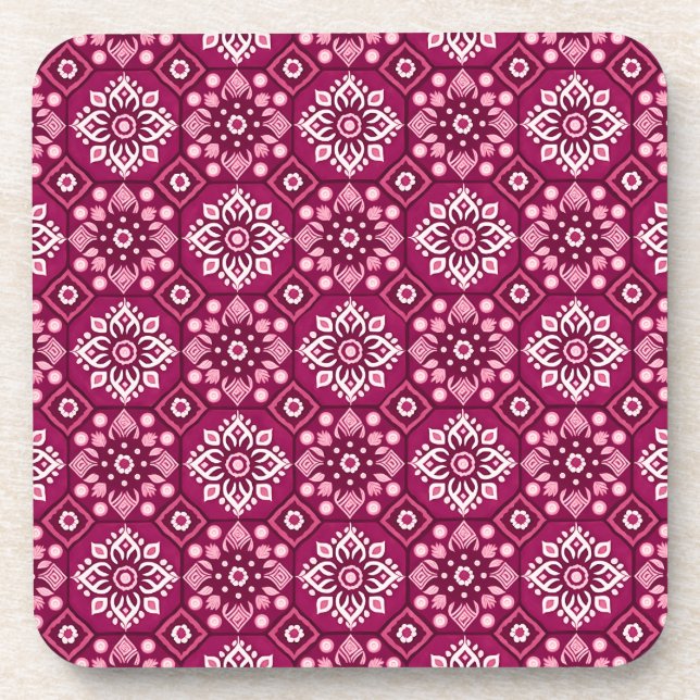 Posavasos Elegante patrón floral de Boho - Conjunto de 6 (Frente)