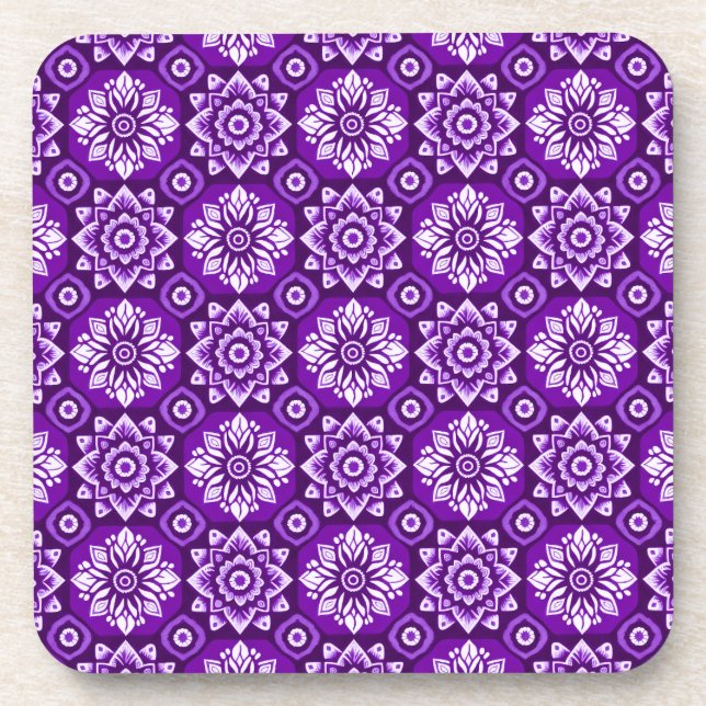 Posavasos Elegante patrón floral de Boho - Conjunto de 6 (Frente)