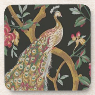 Posavasos Elegante Pavo De Par En Astillas Negras