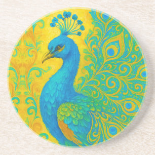 Posavasos Elegante pavo real turquesa