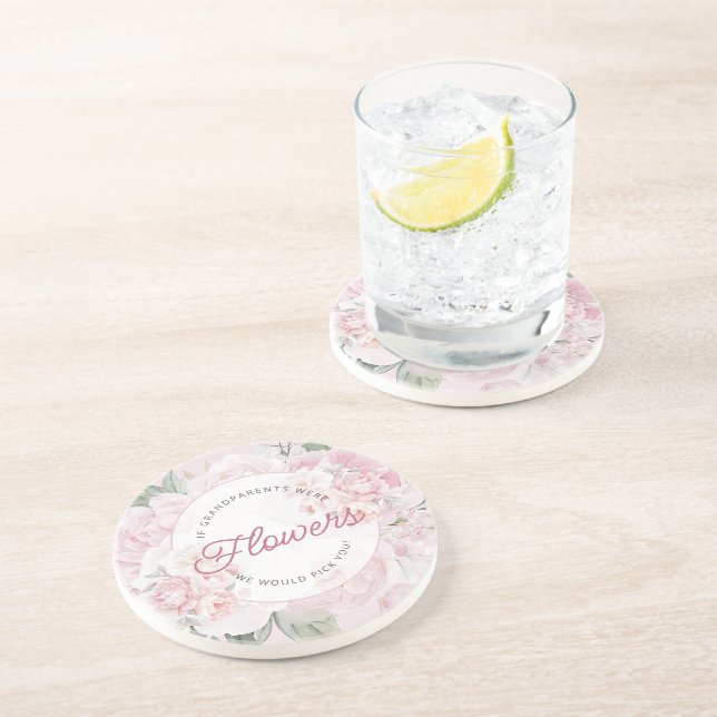 Posavasos Elegante Peony Flowers Abuelos Te Escogeríamos (Lado)