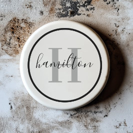 Posavasos Elegante Personalizado gris negro redondo Monogram