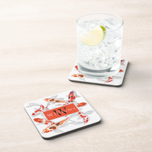 Posavasos Elegante pez koi naranja y blanco