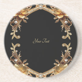 Posavasos Elegante porta-vaso de arenisca con marco de oro