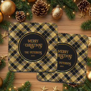 Posavasos Elegante Purpurina Tartan Black Gold