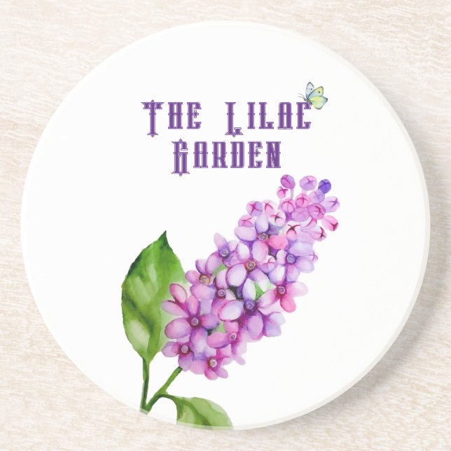 Posavasos Elegante rama lila acuarela (Frente)