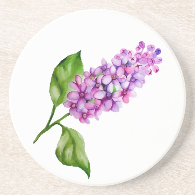 Posavasos Elegante rama lila acuarela (Frente)