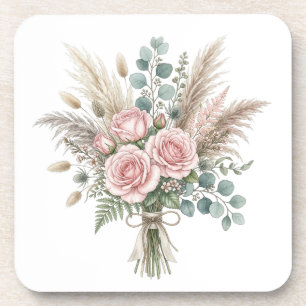 Posavasos Elegante ramillete floral Boho Blush Rosa cojín