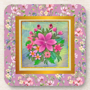 Posavasos Elegante ramo botánico de flores de acuarela de pr