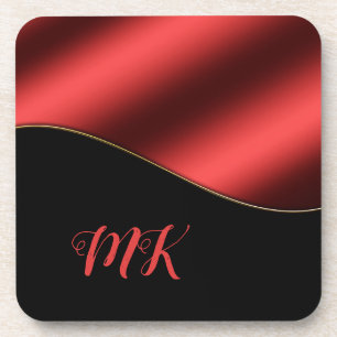 Posavasos Elegante Red & Black Classy Monogramado
