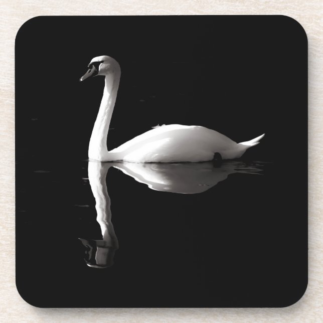 Posavasos Elegante Reflexión Del Cisne Blanco Sobre El Lago  (Frente)