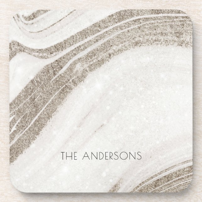 Posavasos Elegante Resumen Alarma de Mármol de Oro Pálido (Frente)